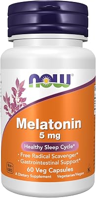 NOW Foods Supplements, Melatonin 5 mg, Free Radical Scavenger, Healthy Sleep Cycle, 60 Veg Capsules