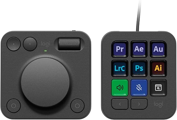 Logitech MX Creative Console - 9 Özelleştirilebilir LCD Anahtar, Grafik Tasarım, Video Düzenleme, Kontrol Adobe, Zoom, Spotify ve Daha Fazlası için Kontrol Kadranı - Grafit, 3 Aylık Adobe Creative | Grafik tasarım, video düzenleme için Control Dial, Zoom, Spotify'ı kontrol eder, 3 Aylık Adobe Creative Cloud Üyeliği içerir