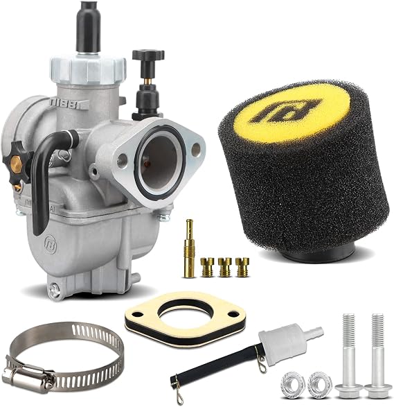 NIBBI Motorcycle Carburetor, PE19mm Flange Carb for 100cc-125cc with Carb Jets, for Dirt Bike Pit Bike ATV Go karts Moped Scooter 2/4 Stroke Engine with 45mm Air Filters