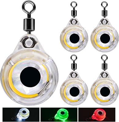 LED Underwater Fishing Lures,LED Lighted Bait Flasher,Deep Drop Fishing Lures,Fish Eye Attractive Light Bait Lure Lamp 5PCS