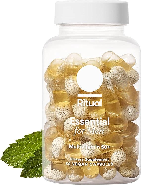 Ritual Men's 50+ Multivitamin - 60 Capsules - 30 Servings | Key Essential Vitamins and Minerals To Support Heart, Energy, Brain, Muscle, Bone Health* - Zinc, D3, B12, A - Vegan - Mint