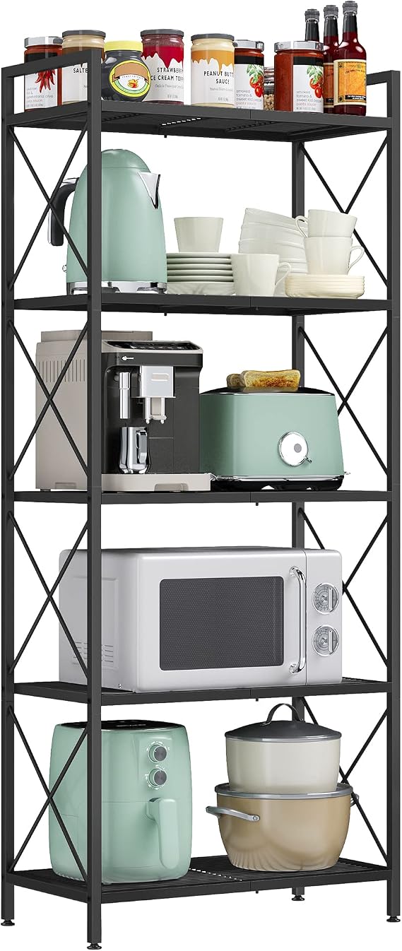 SONGMICS 5-Tier Steel Storage Rack, Shelving Unit with X Side Frames