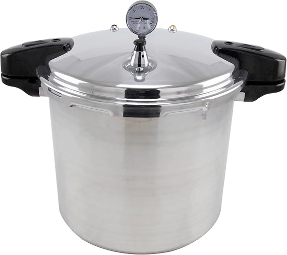 NESCO 24 Quart Manual Pressure Canner, Pressure Cooker, with pressure guage, locking lid, and removing canning rack