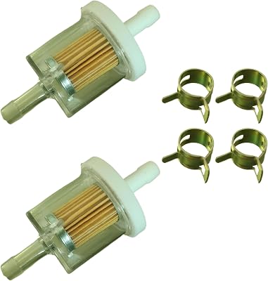 Fuel Filter with Fuel Pipe Fixing Clip - Replacement for Briggs Stratton 691035 493629, Replacement for Kawasaki 49019-7001, 7-07061 Lawn Mower Engines - 12HP, 17.5HP, 27HP, 35HP set of 1