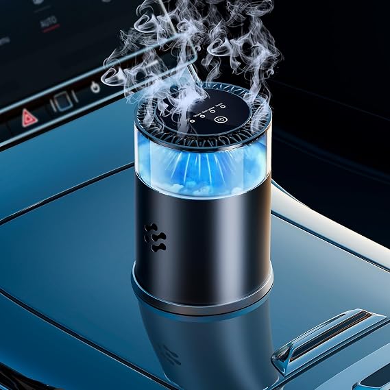 Smart Car Air Freshener, Automatic Car Air Freshener Diffuser with Ambient Light, Car Diffuser with 2 Essential Oil Box, Aromatizante Para Carro, Car Fresheners Long Lasting 2 Essential Oil Box