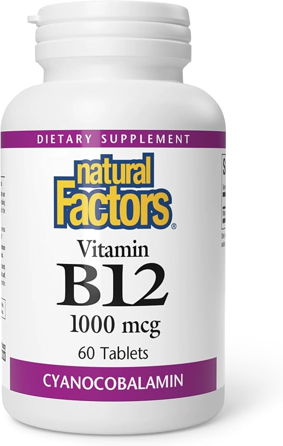 Natural Factors, Vitamin B12 Cyanocobalamin 1000 mcg, Supports Energy and Red Blood Cell Production, 60 tablets (60 servings)