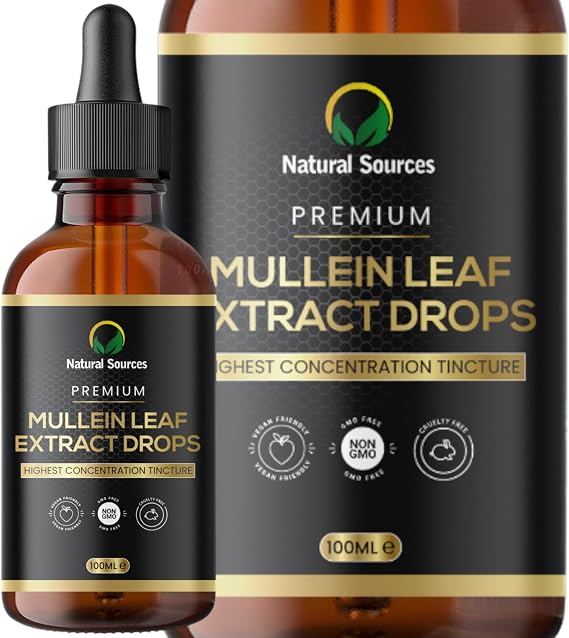 Premium Mullein Leaf Extract for Lungs - Grown/Produced in UK- High Strength, No Additives - 100mls (100 Servings) | Whole Plant Extract Liquid Mullein Leaf | Mullen Drops