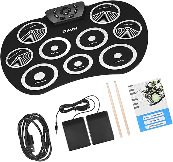 9 Pad Roll Up Practice Drum Set Built-in Speaker Headphone Socket Kit Kid Adult Beginner Electronic Set Electronic Set