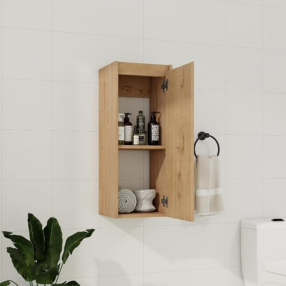12 Inch Slim Bathroom Storage Cabinet, Floating Bathroom Side Cabinet for Small Spaces, Bathroom Wall Cabinet with Soft Close Doors, Bathroom Side Cabinet Wall Mounted
