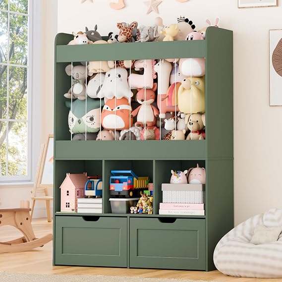 51.7" H Kids Toy Storage Organizer with 100L Stuffed Animal Zoo