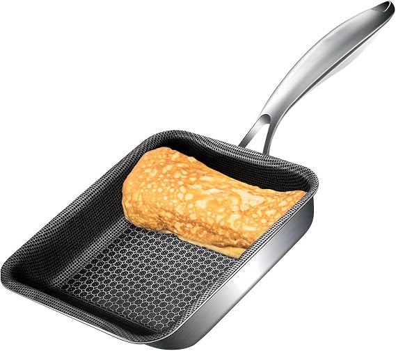 Tamagoyaki Pan, 14.5 x 6.2 Inch Nonstick Square Frying Pan, Stainless Steel, Oven & Dishwasher Safe, Japanese Omelette Egg Fryer