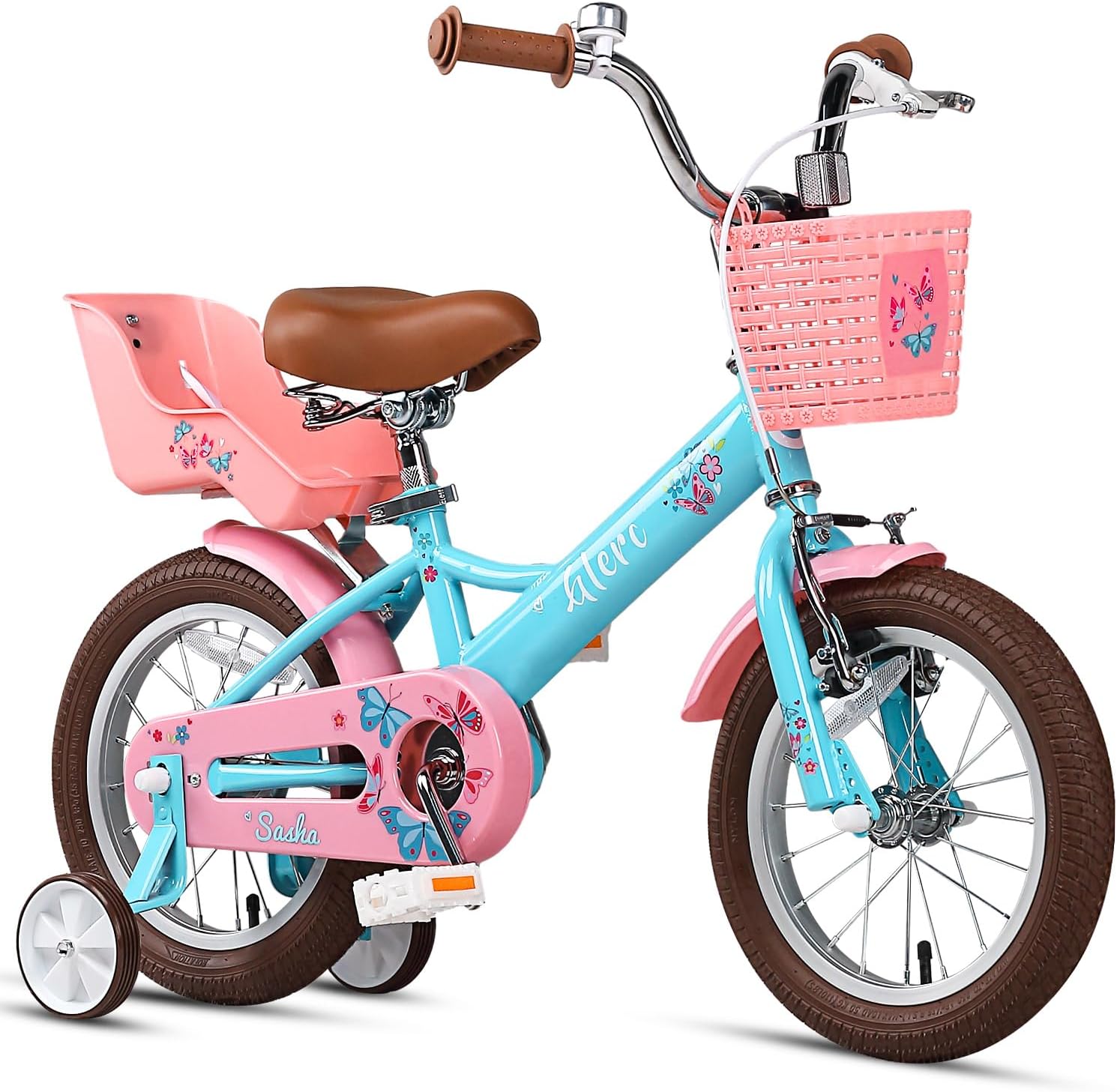 Glerc Sasha Girls Bike, 12-20 Inch Kids Bike for Ages 2-13 Years Old Children, Retro Vintage Style Kids Bicycle with Doll Bike Seat, Basket and Training Wheels, Multiple Colors