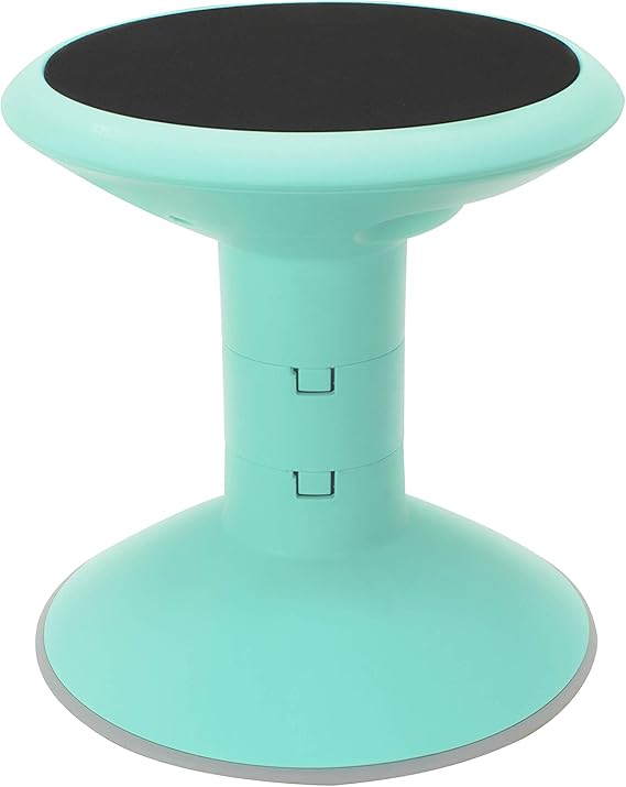 Storex Wiggle Stool Active Flexible Seating for Classroom and Home Study, Adjustable 12-18 Inch Height, Teal (00306U01C)