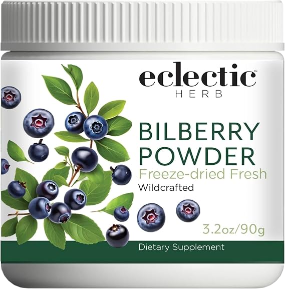 Eclectic Herb - Bilberry Powder Supplement | Vision Health, Cardiovascular Support & Circulation | Superfood Vitamin & Mineral Supplement | Freeze Dried, Vegan, Non-GMO, Gluten Free (3.2 oz | 90 g)