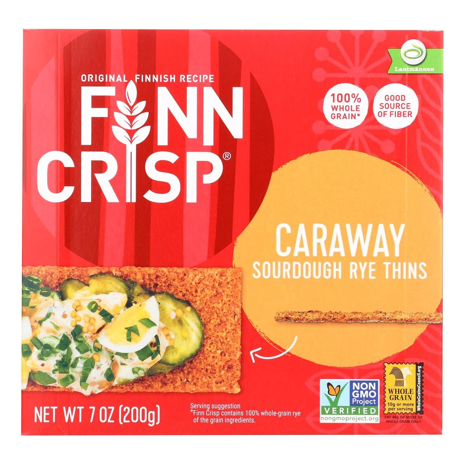 9 Pack Finn Crisp Crispbread Caraway Thin Rye Crispbread with Caraway Pack of 9, each 7oz