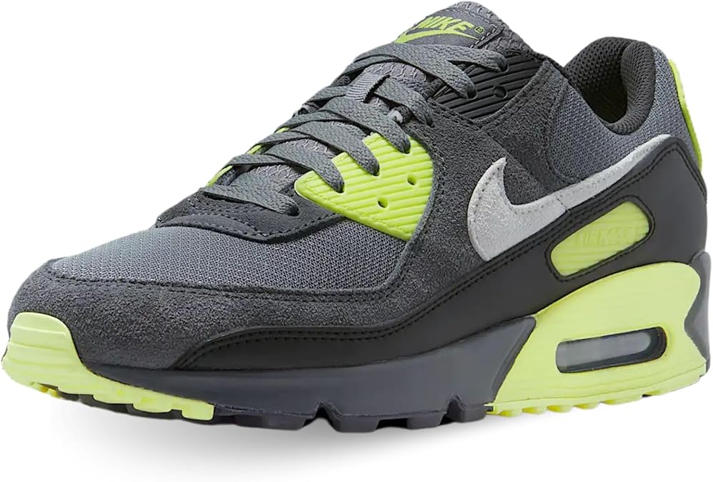 Nike Air Max 90 Men's Shoes (DM0029-012, Smoke Grey/Light Lemon Twist/Black/Photon Dust) Size 9