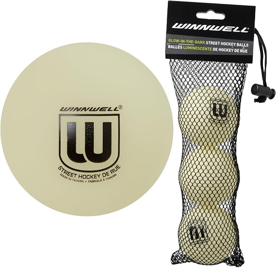 Winnwell Sports Street Hockey Balls - Indoor & Outdoor Balls with Storage Bag - Ideal for Road & Street Hockey Games 65mm & 50 Gram Weight
