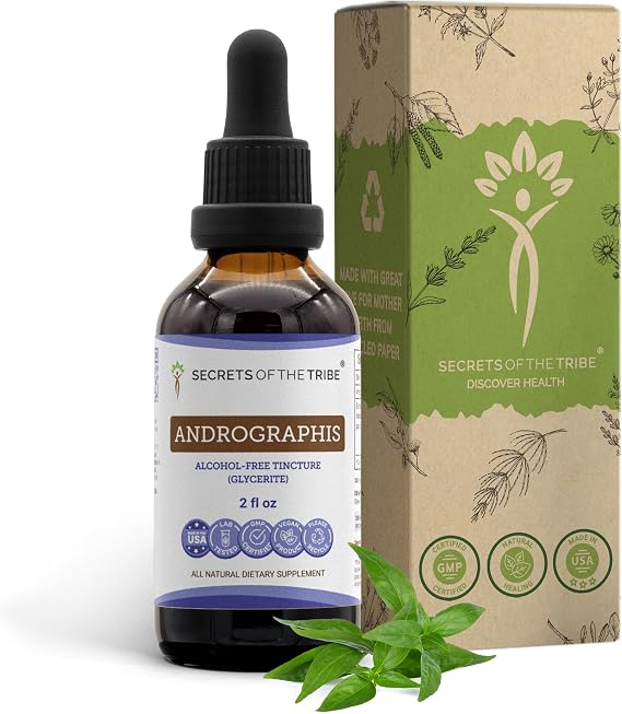 Secrets of the Tribe Andrographis Alcohol-Free Liquid Extract, Fah talai jone, Chuan Xin Lian, Andrographis paniculata Tincture Supplement (2 FL OZ)