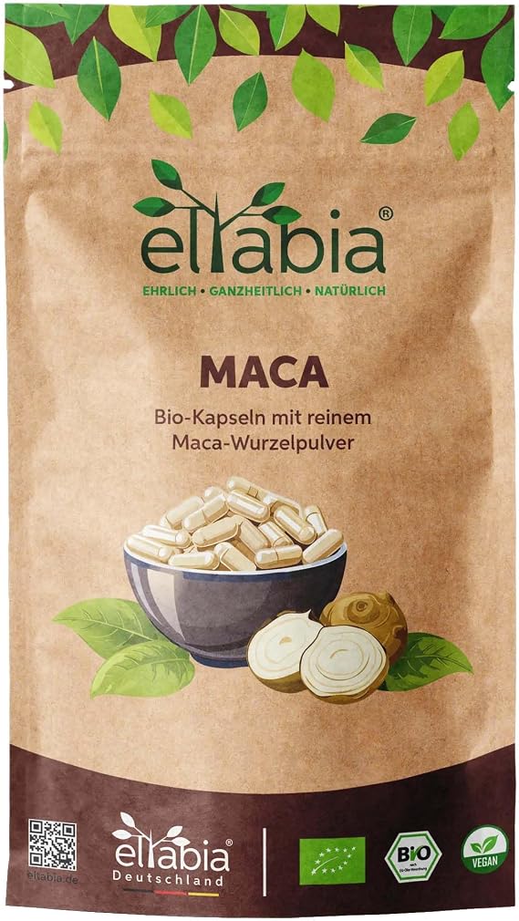 Organic Maca Capsules 1000 Pieces from Peru, High Dose 3720 mg Daily Dose, Raw Food Quality, 100% Pure without Additives, Vegan Maka Root