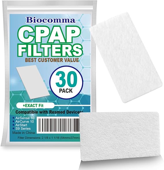 Disposable CPAP Filters - Fits ResMed Air 10, Airsense 10, Aircurve 10, S9 Series, Airstart (30 Pack)