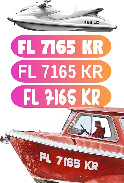 Personalized Jet Ski & Marine Registration Numbers - 2 Pack of Waterproof Boat Letters & Numbers - Custom Vinyl Graphics