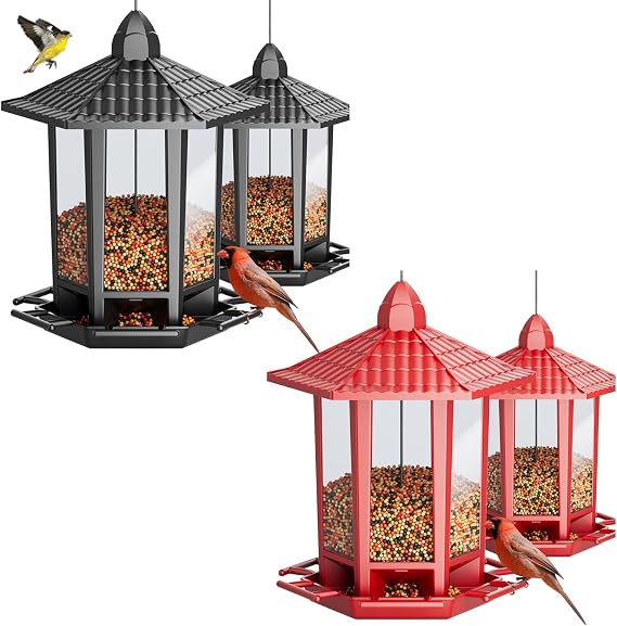 Birdream 2+2 Pack Bird Feeders for Outdoor Hanging