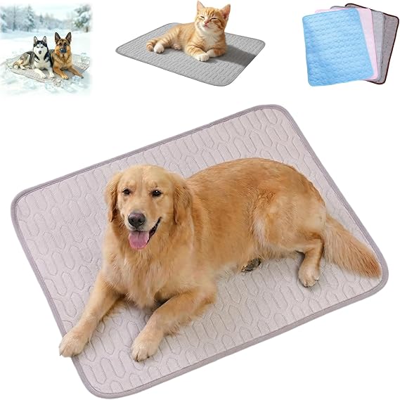 HISKI Dog Cooling Mat, Cool Gel Mat with Long-Lasting Cool, Waterproof Fabric Portable Cooling Pad for Pets, Summer Dog Cooling Mat, Portable and Easy to Clean (Gray, X-Large)