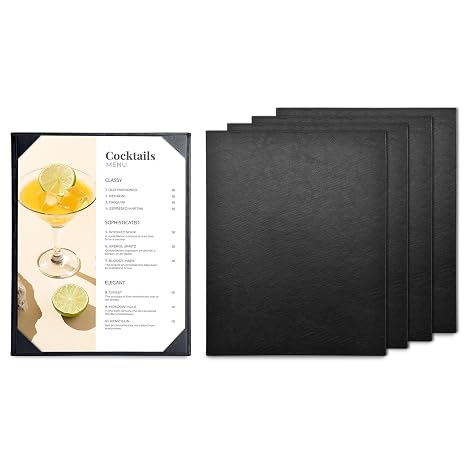 WeChef Menu Holders for Restaurant 8.5"x11" Single Page PU Leather