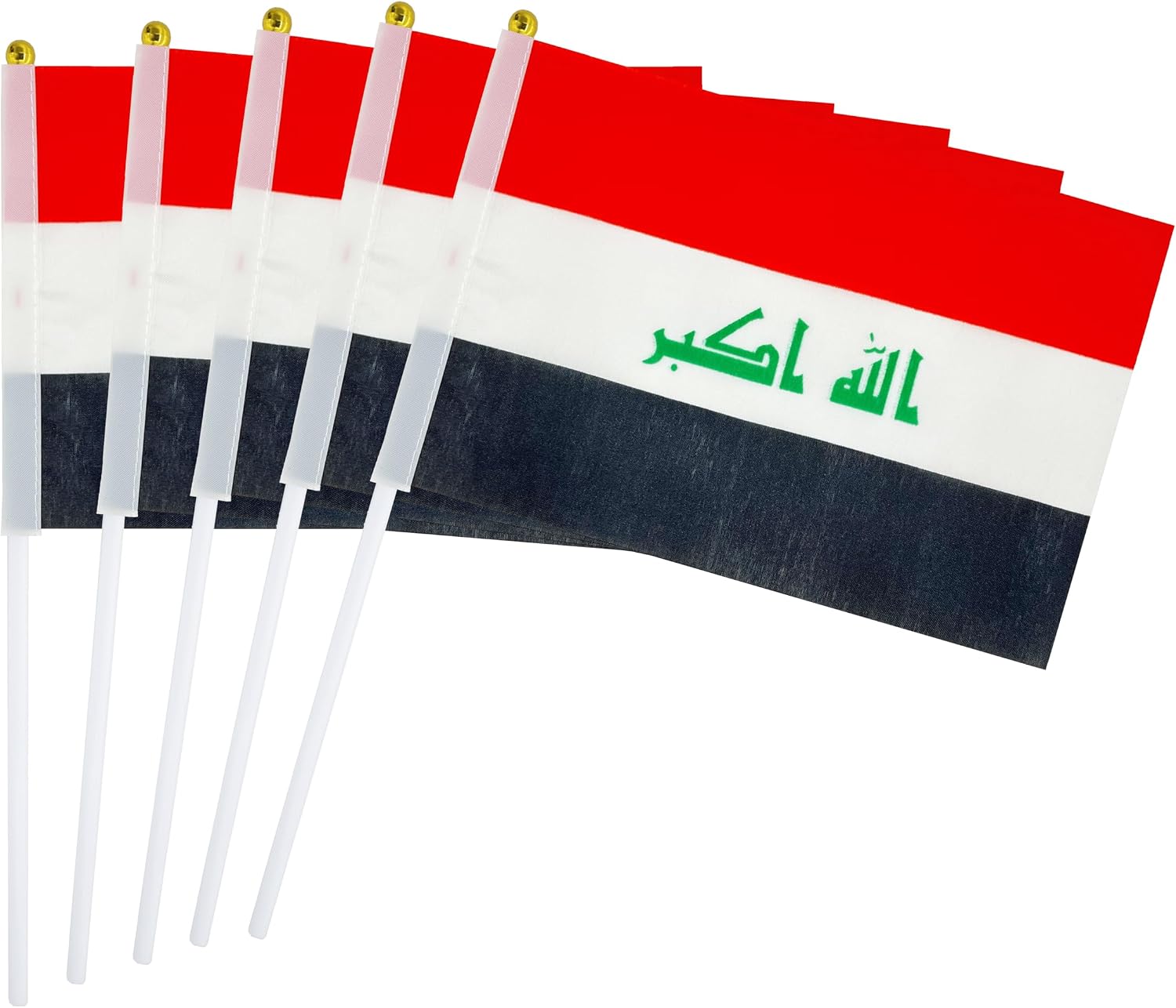 25 Pack Hand Held Small Mini Flag Iraq Iraqis Flag Stick Flag Round Top National Country Flags,Party Decorations Supplies For Parades,World Cup,Festival Events,International Festival