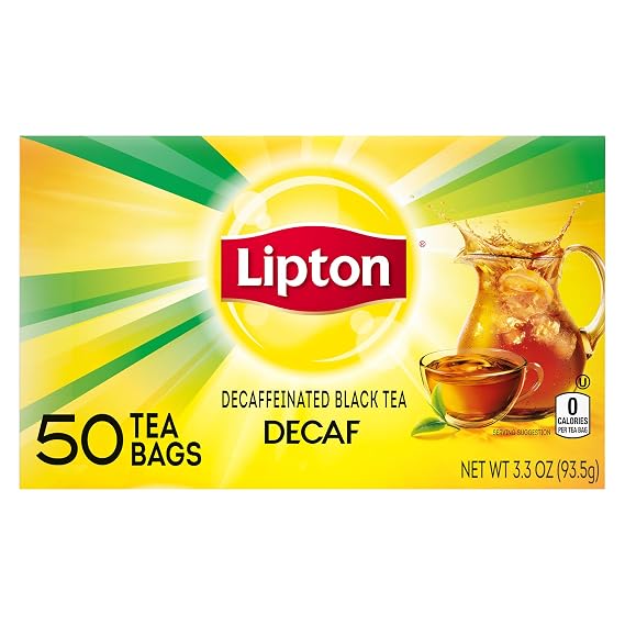 Lipton Decaf Black Tea Bags, Hot or Iced Caffeine Free Tea, 50 Total Bags
