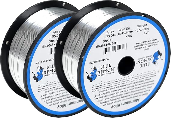 Blue Demon ER4043 X .035 X 1LB X 2 Pack MIG/GMAW General Purpose Aluminum Welding Wire, All Position with Silicon Additives, Formulated to Provide Porosity-Free, X-Ray Quality Welds