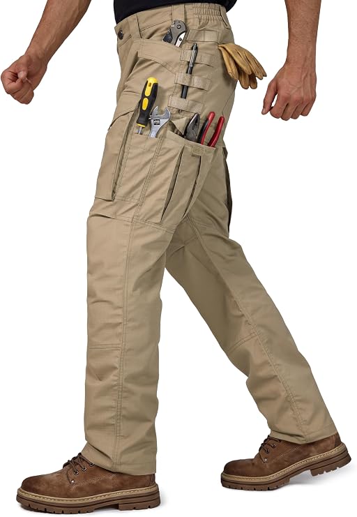 FREE SOLDIER Men's Cargo Pants,Tactical Pants for Men Stretch,Durable Ripstop EDC Work Pants for Hiking