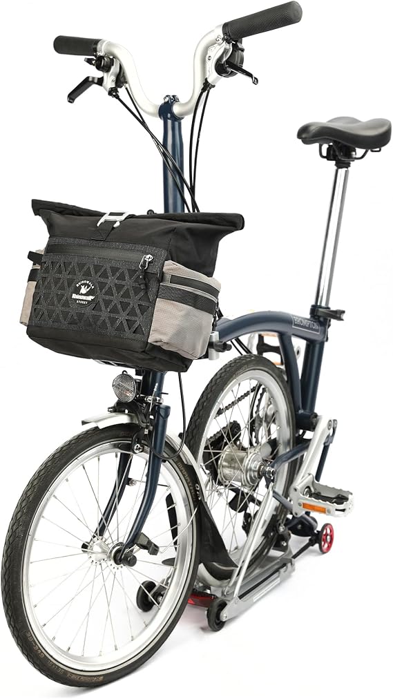 Rhinowalk Handlebar Bag for Brompton Folding Bike, 6.5L Expandable Front Bag with Quick Release Mount, Multiple Pockets, Shoulder Strap & Rain Cover (Black)