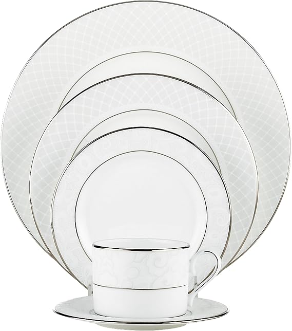 Lenox Venetian Lace 5 Piece Place Setting, 5-Piece Place Setting, Lenox Venetian Lace Fine Dinnerware,White