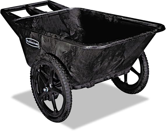 Rubbermaid Big Wheel Utility Cart - Polyethylene - Large 20 x 2.25 Inch Pneumatic Tires - Black