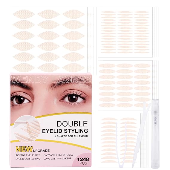 1248-Pcs Invisible Double Eyelid Tapes: Lifter Strips, Natural, Waterproof, Long-Lasting, Droopy Eeyelids, Wendy Lashes