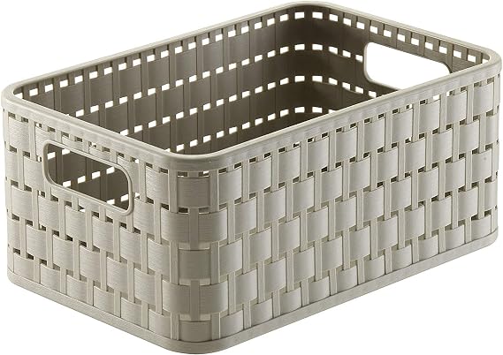 Rotho, Country, Storage basket 4 l in rattan-look A6, Plastic (PP) BPA cappuccino, A6+/4l (23,7 x 15,8 x 10,8 cm)