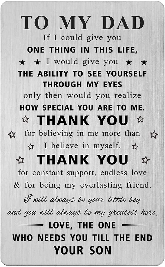 Gezxin Father's Day Card for Dad from Son, Dad Birthday Father's Day Wedding Easter Gifts from Sons