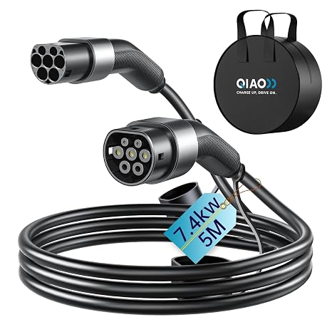 QIAO)) Type 2 EV Charging Cable,7kw - 7.4kW 5M 32A Single Phase