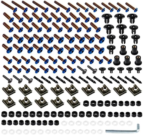 Stainless Steel Complete Fairing Bodywork Bolts for Yamaha YZF600 R6 2008 2009 2010 2011 2012 2013 2014 2015 2016 17 18 19 20 2021 Full Motorcycle Fairing Bolt Kit Bodykit Screws-Blue