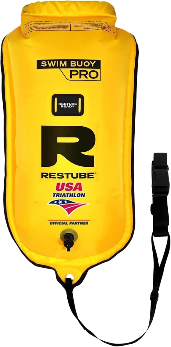 Schwimmboje by RESTUBE mit Verstellbaren Gurtel - 12,5l Premium Sicherheitsgerat fur Freiwasserschwimmen, 12,5 kg Auftrieb, PVC-frei Ideal fur Triathlons, Kajakfahren, Hochst Sichtbar