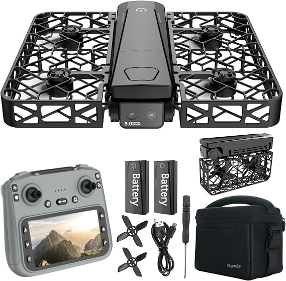 Adult 2K Dual Camera Drone with 4.5" LCD Screen Remote Control (No Phone Needed), Brushless Motor FPV Quadcopter, Under 249g Mini Drone, Portable Design, Optical Flow Stable Hover, Follow Me, 360 Flip, Beginner-Friendly Drone
