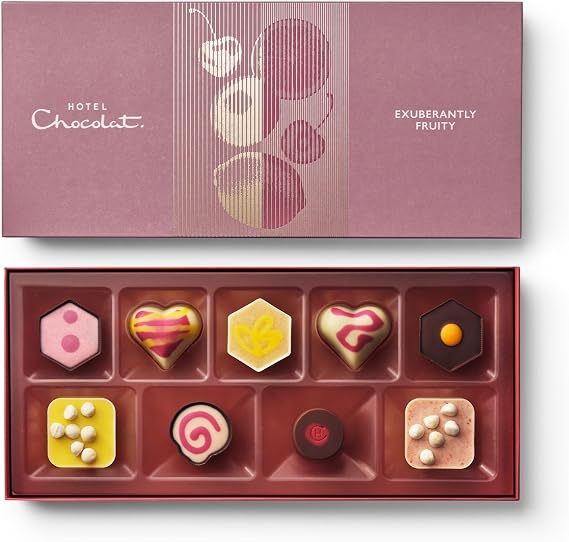 Hotel Chocolat Exuberantly Fruity 9-Piece Boxed Selection, 115g - Chocolate Gift Box For Birthday, Anniversary