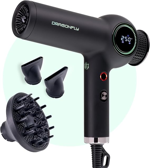 MINT Dragonfly Ionic Hair Dryer with Diffuser, Lightweight Pro Dryer