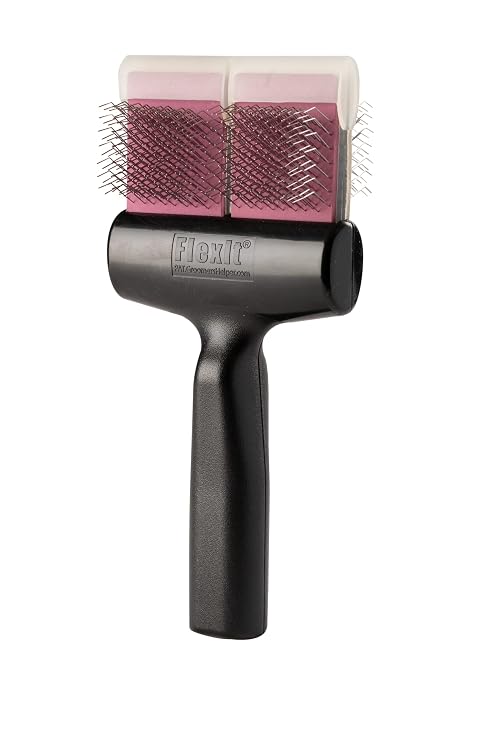 FlexIt Purple/Silver Firm Flex Finishing Undercoating Combo Dog Grooming Brush (Double)