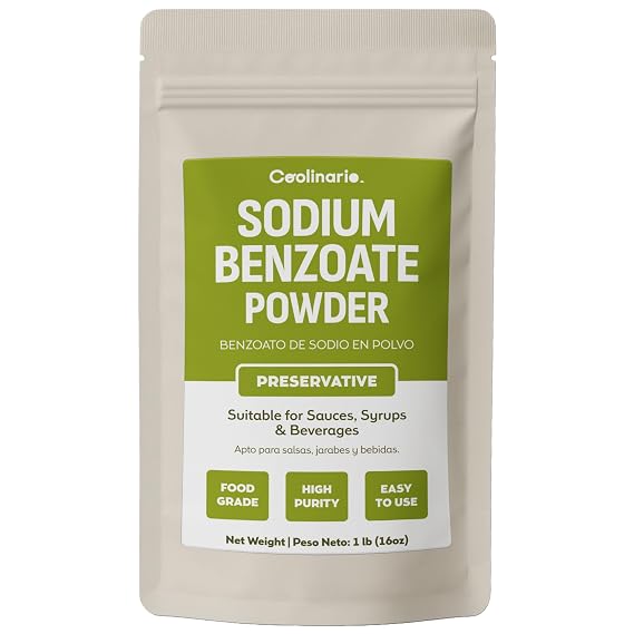 Coolinario Sodium Benzoate Powder (12 OZ) High-Purity Preservative | Food Grade, Extends Shelf Life & Prevents Spoilage, Ideal for Beverages, Sauces, Syrups & Home Food Production