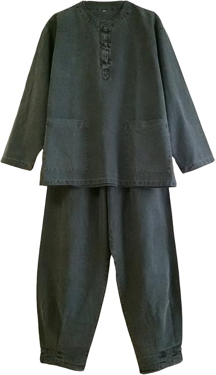 Altair 100% Cotton Embroidered Shirt & Pants Set Korean Hanbok-Inspired Zen Meditation and Temple Clothing for Men & Women