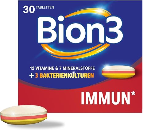 Bion3 Immun(1) Tabletten Multivitamin Nahrungsergänzungsmittel zur Immun-Unterstützung(1) mit Vitamin C Vitamin D Zink & Eisen sowie Bakterienkulturen 30 Tabletten 1-Monatsvorrat