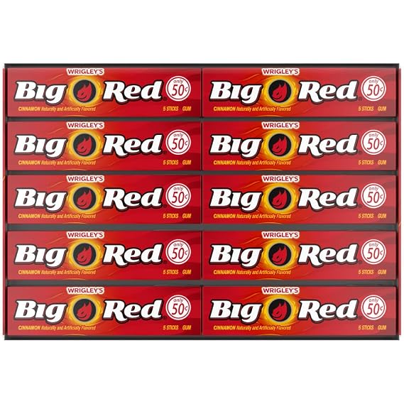 WRIGLEY'S BIG RED Cinnamon Chewing Gum Bulk Pack, 5 Sticks, 40 Count