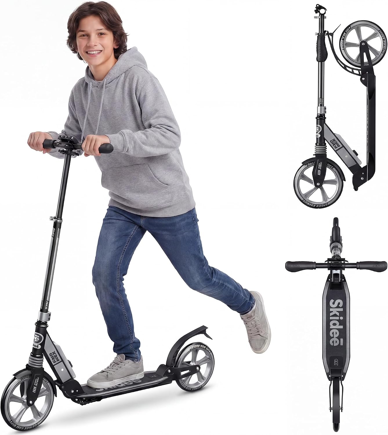 Scooter for Kids Ages 6-12 - Scooters for Teens 12 Years and Up - Adult Scooter with Anti-Shock Suspension - Scooter for Kids 8 Years and Up with 4 Adjustment Levels Handlebar Up to 41 Inches High
